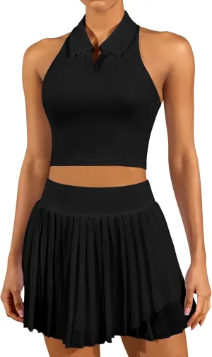 ATTRACO Tennis Dress for Women with Shorts and Pockets Racerback Golf Workout Outfits
