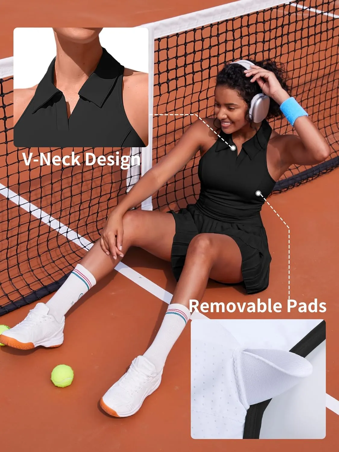 ATTRACO Tennis Dress for Women with Shorts and Pockets Racerback Golf Workout Outfits