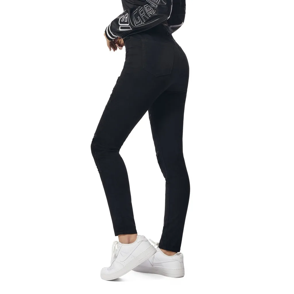 High Rise Super Skinny Racing Jeans - Deep Black