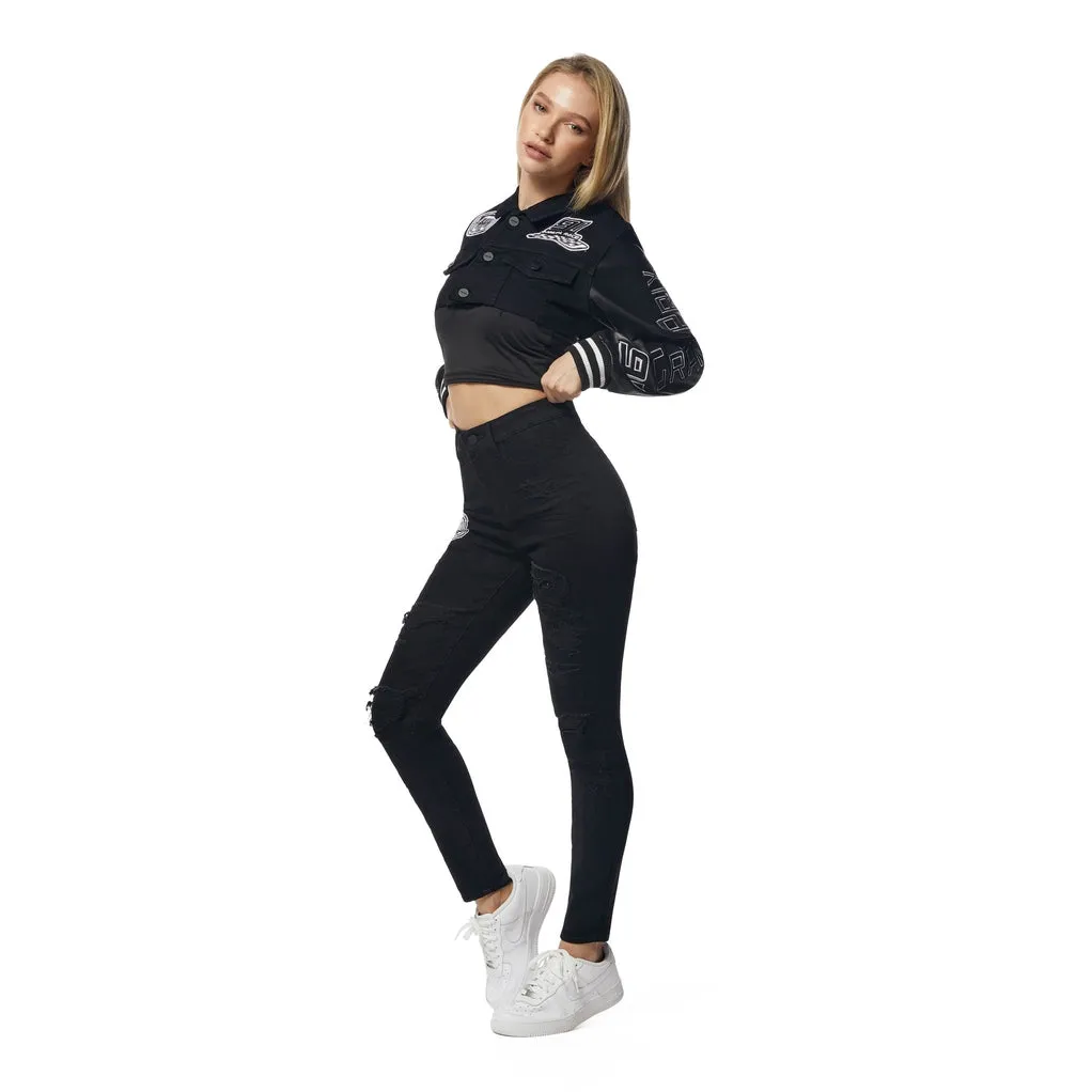 High Rise Super Skinny Racing Jeans - Deep Black