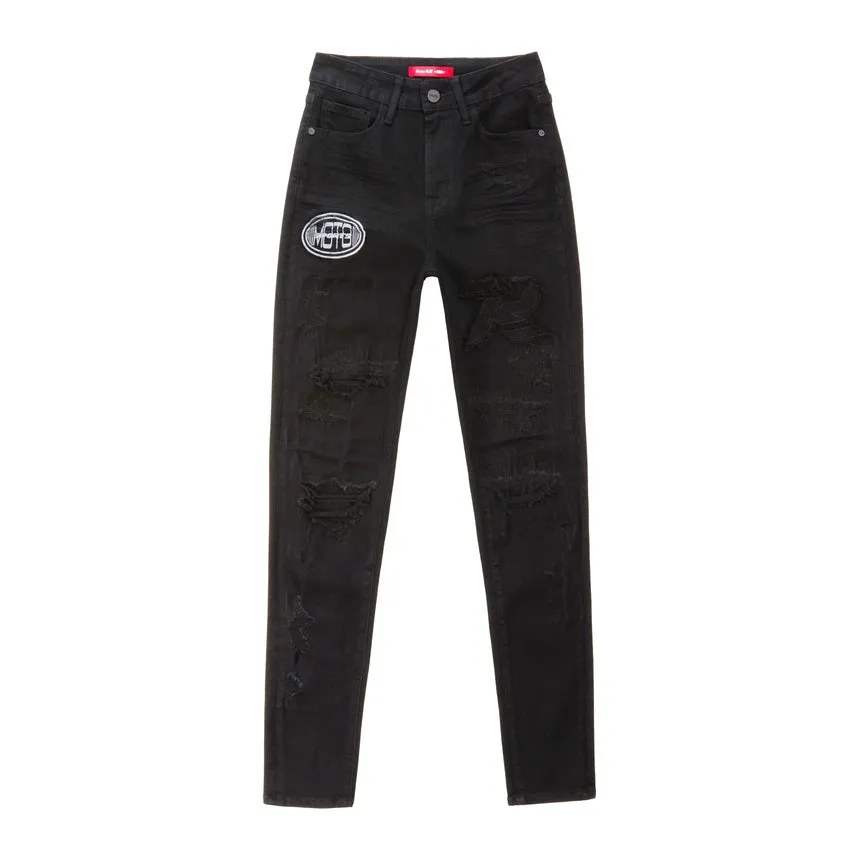 High Rise Super Skinny Racing Jeans - Deep Black