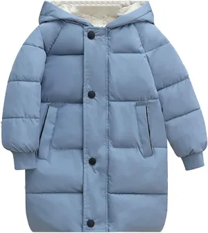 Kids Long Winter Coats Hooded Heavyweight Puffer Coat Warm Padded Jacket for Boys Girls Toddler Parka Snow Outwear