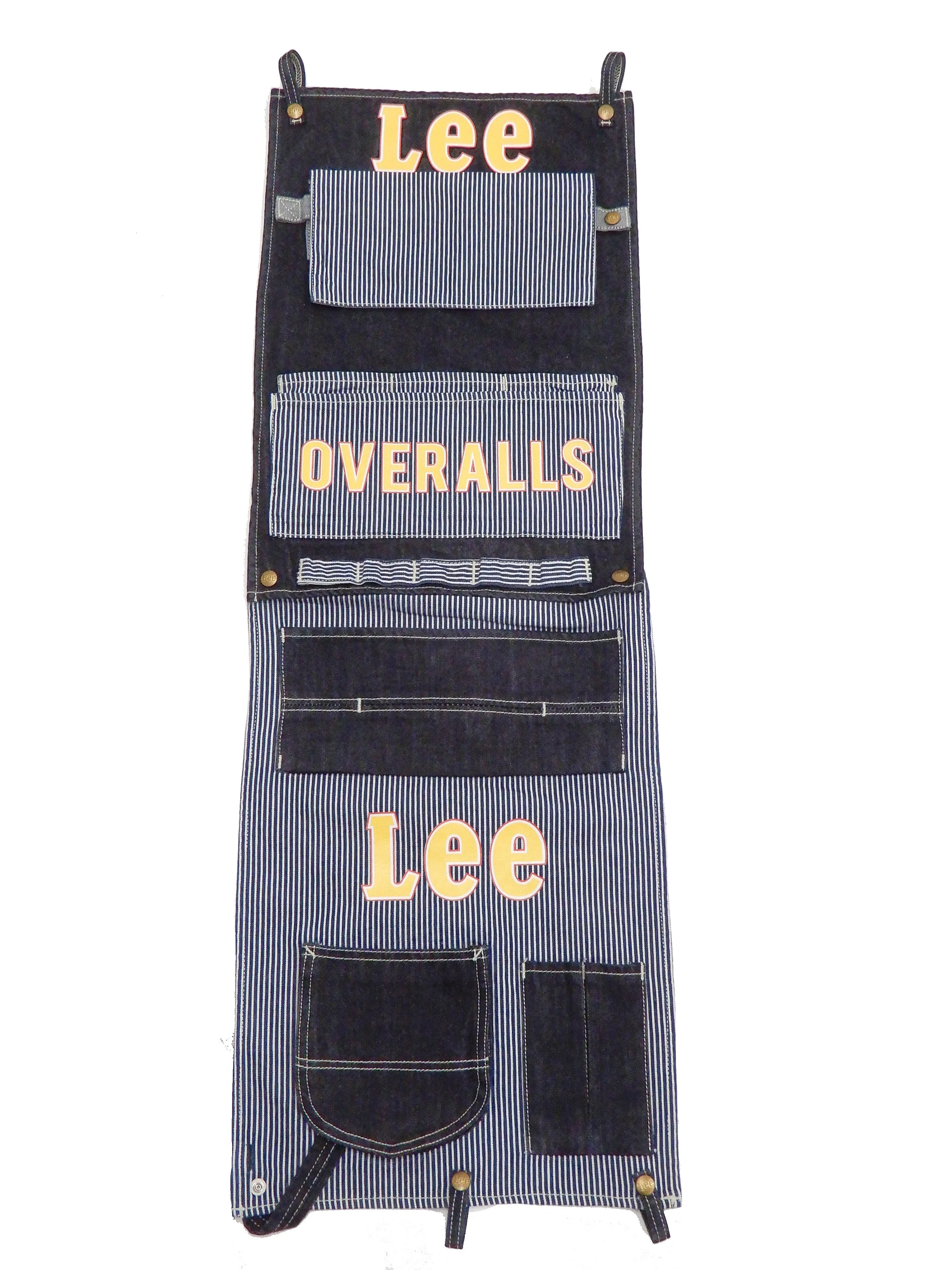 Lee Denim Wall Hanging Pockets Logo Graphic Connectable Organizer with Multipurpose Pockets LA0555-99 Deep Blue Indigo/Hickory-Stripe