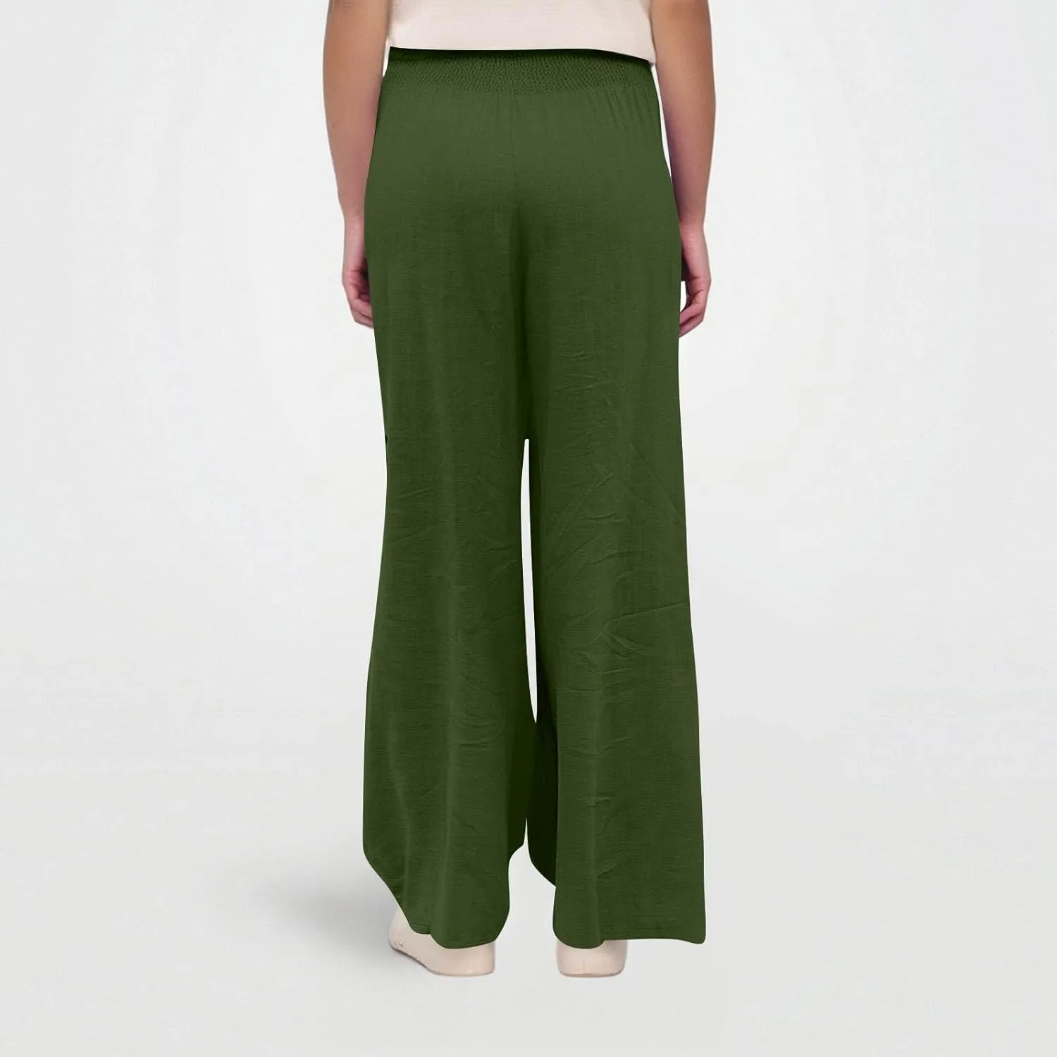 Linen Pants Women Summer High Waisted Palazzo Pants Pleated Lounge Pant Baggy Flowy Trousers with Pockets (S-XXL)