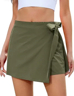 luvamia Skorts for Woman Trendy High Waisted Wrap Elastic Waist Pocket Fast Dry Hiking Tennis Golf Gym Skirt with Shorts