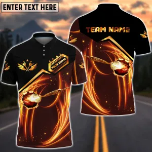 Personalized Dart Fire Guitar Polo Shirt, Customized Name Team for Dart Lovers