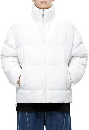 Quilted Jacket for Teen Boys, Thicken Full Zip Long Sleeve Winter Jackets Puffy Insulated Jacket Casual Men's Puffer Vest