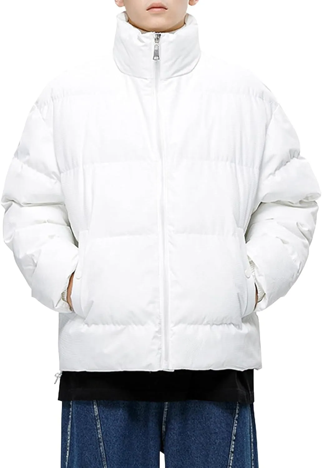 Quilted Jacket for Teen Boys, Thicken Full Zip Long Sleeve Winter Jackets Puffy Insulated Jacket Casual Men's Puffer Vest