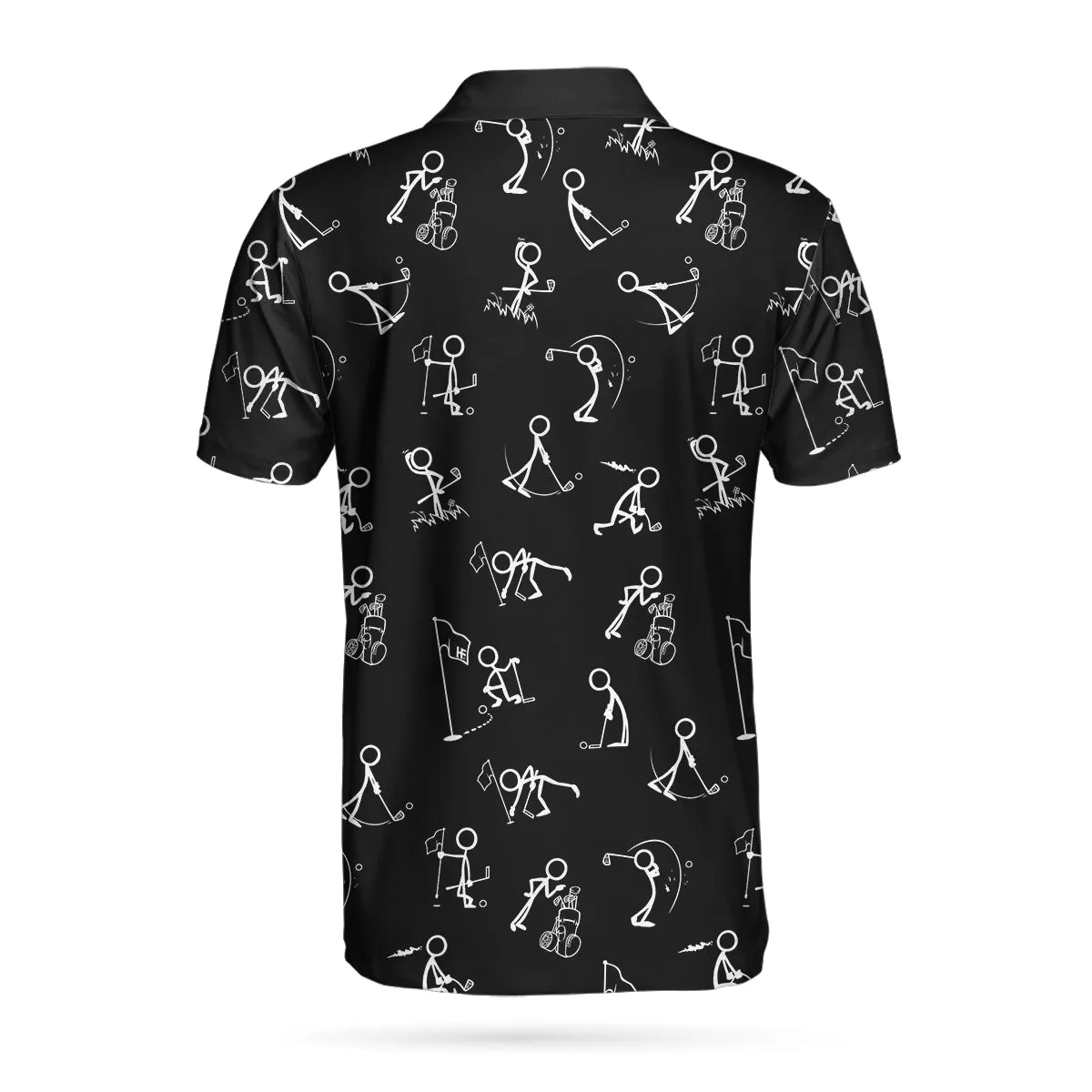 Stickfigures Playing Golf Short Sleeve Polo Shirt, Doodling Golfer Polo Shirt, Best Golf Shirt For Men Coolspod