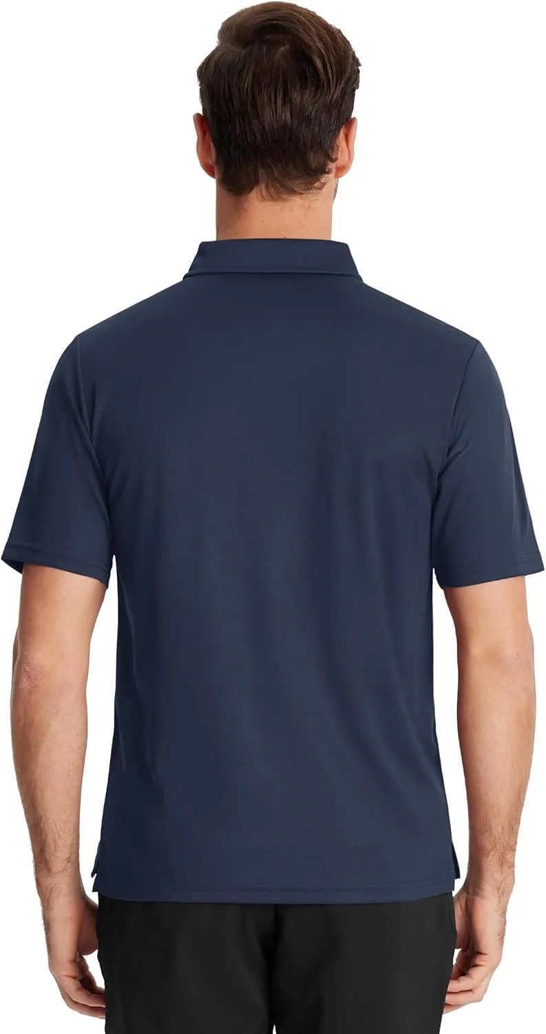 TACVASEN Mens Polo Shirt Short Sleeve Golf Shirt with Pocket Quick Dry Collared Lightweight Polo for Men Casual Work