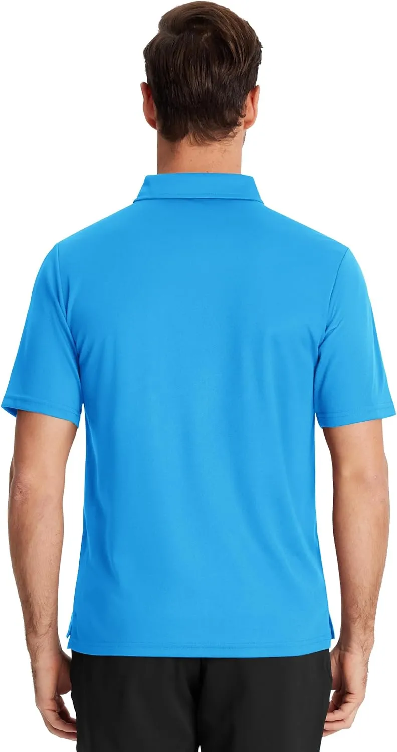 TACVASEN Mens Polo Shirt Short Sleeve Golf Shirt with Pocket Quick Dry Collared Lightweight Polo for Men Casual Work