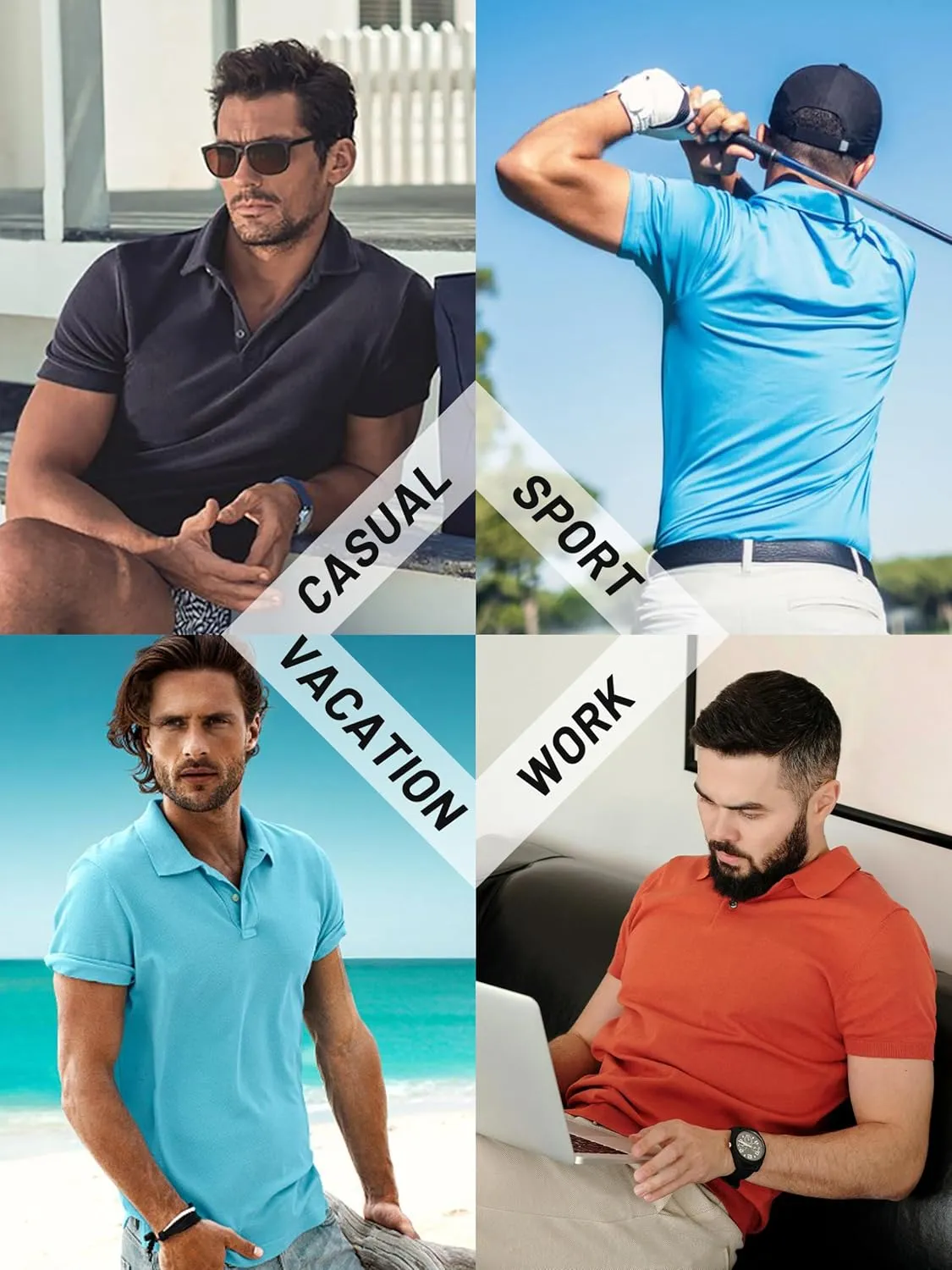 TACVASEN Mens Polo Shirt Short Sleeve Golf Shirt with Pocket Quick Dry Collared Lightweight Polo for Men Casual Work