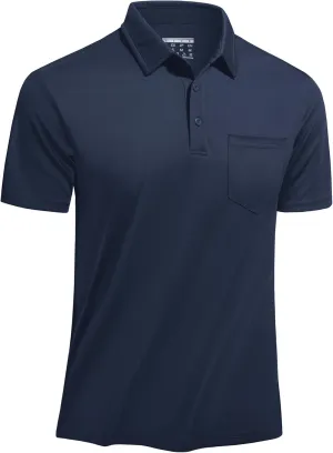 TACVASEN Mens Polo Shirt Short Sleeve Golf Shirt with Pocket Quick Dry Collared Lightweight Polo for Men Casual Work