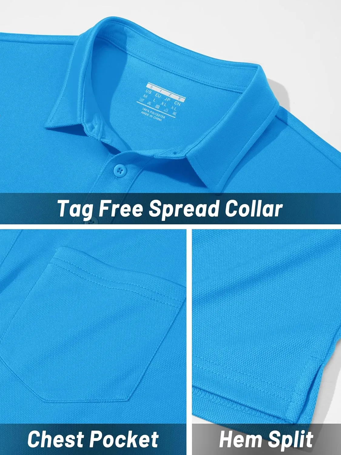 TACVASEN Mens Polo Shirt Short Sleeve Golf Shirt with Pocket Quick Dry Collared Lightweight Polo for Men Casual Work