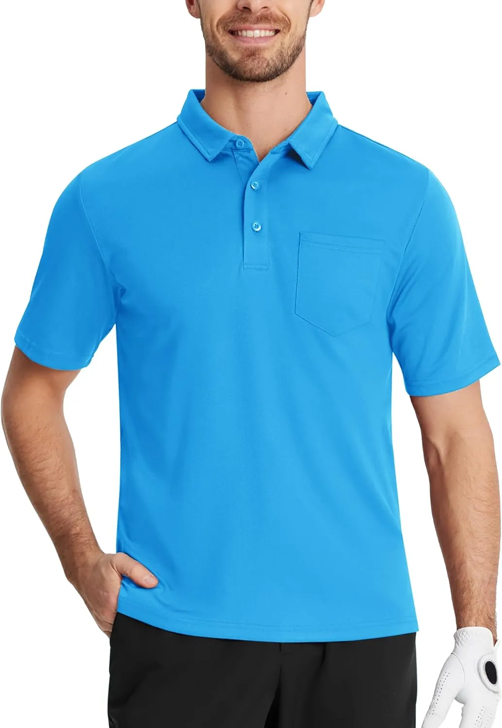 TACVASEN Mens Polo Shirt Short Sleeve Golf Shirt with Pocket Quick Dry Collared Lightweight Polo for Men Casual Work