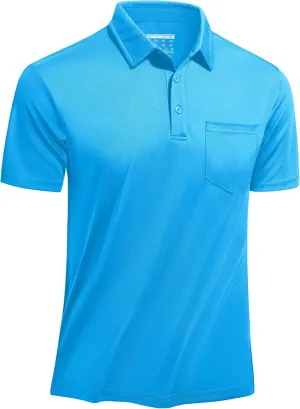 TACVASEN Mens Polo Shirt Short Sleeve Golf Shirt with Pocket Quick Dry Collared Lightweight Polo for Men Casual Work