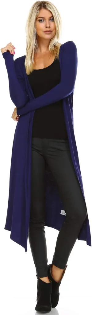 Women Cardigans Casual Essential Long Maxi Extra Duster Open Front Long Sleeve Lightweight with Pockets Cardigan