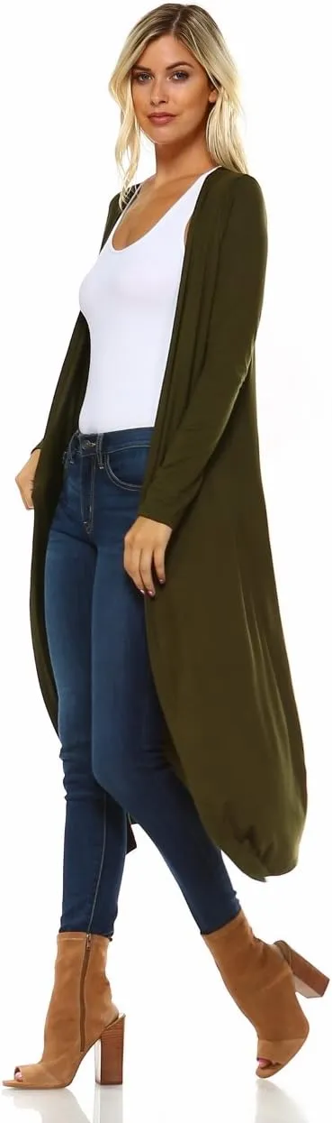 Women Cardigans Casual Essential Long Maxi Extra Duster Open Front Long Sleeve Lightweight with Pockets Cardigan