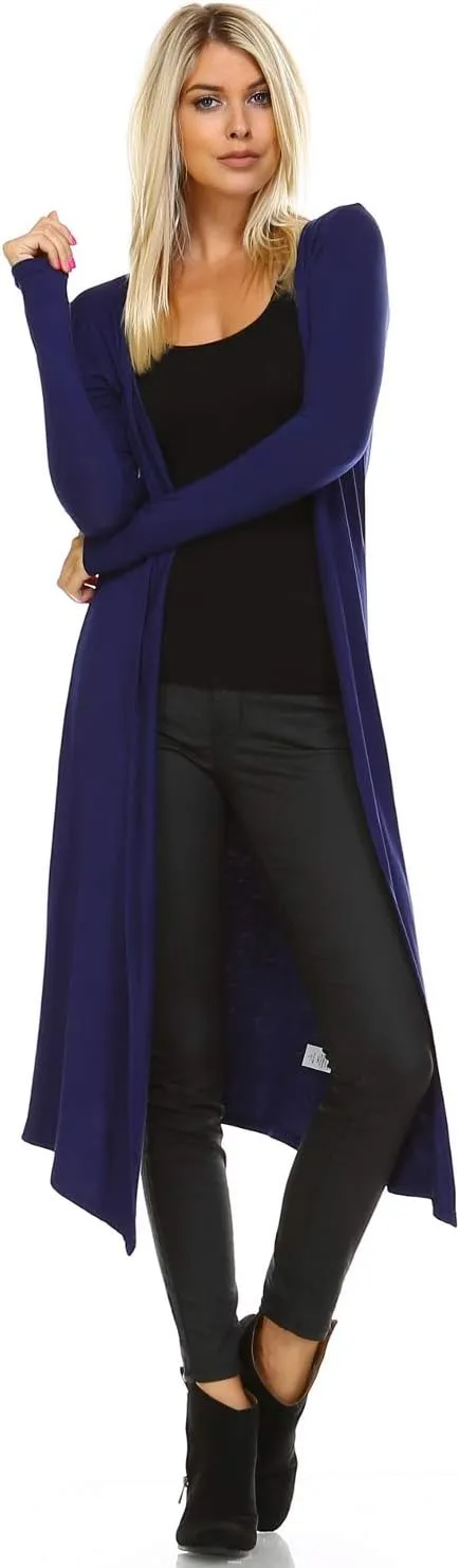 Women Cardigans Casual Essential Long Maxi Extra Duster Open Front Long Sleeve Lightweight with Pockets Cardigan