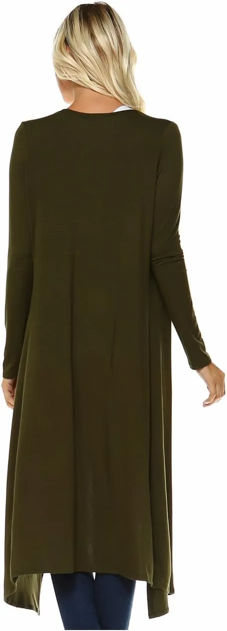 Women Cardigans Casual Essential Long Maxi Extra Duster Open Front Long Sleeve Lightweight with Pockets Cardigan
