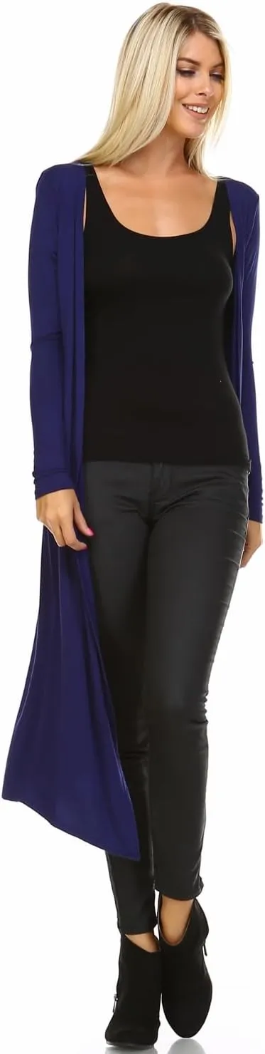 Women Cardigans Casual Essential Long Maxi Extra Duster Open Front Long Sleeve Lightweight with Pockets Cardigan