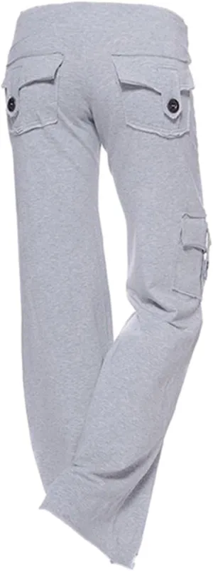 Womens Palazzo Yoga Pants Wide Leg Cargo Pants High Waist with Pockets Stretch Work Travel Casual Sweatpants Plus Size