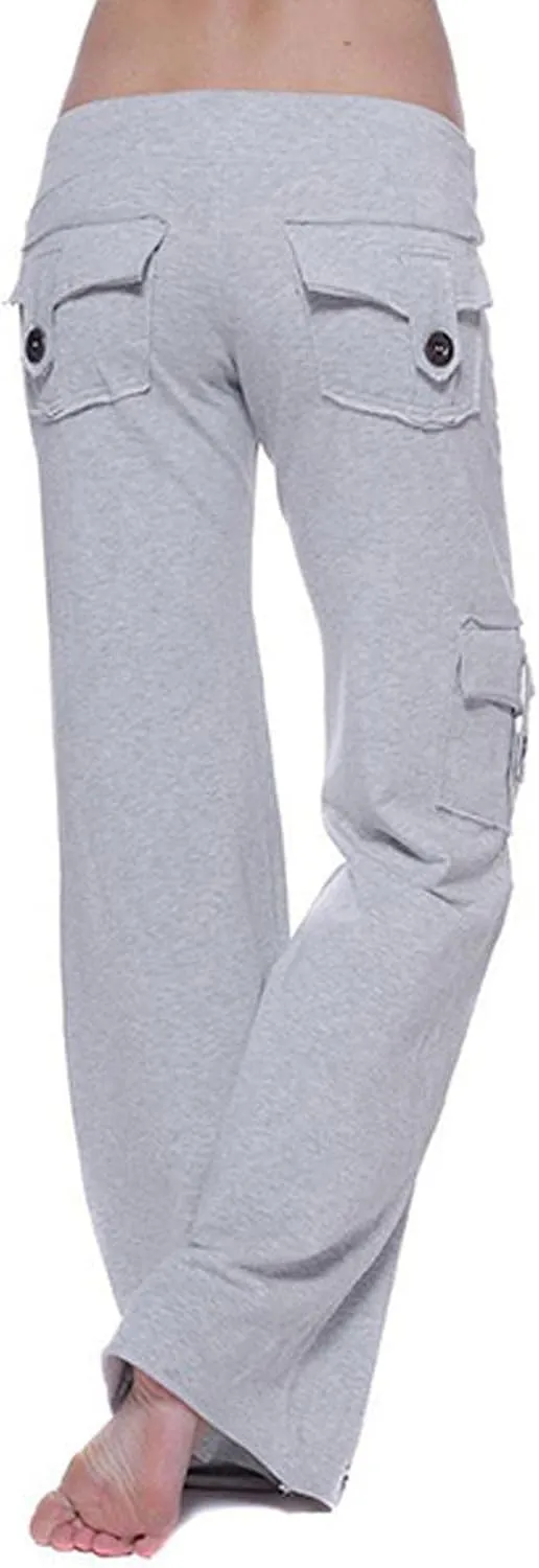 Womens Palazzo Yoga Pants Wide Leg Cargo Pants High Waist with Pockets Stretch Work Travel Casual Sweatpants Plus Size