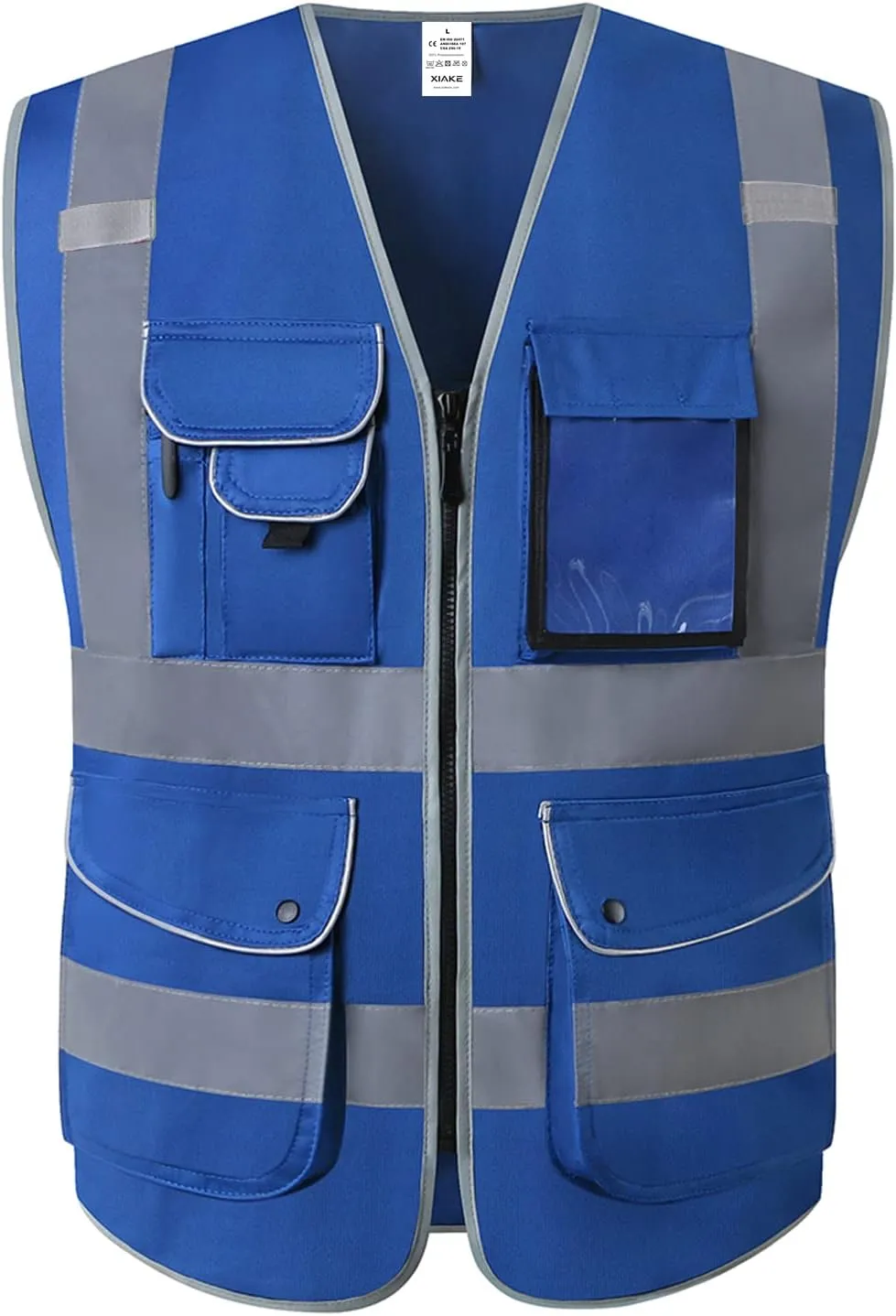 XIAKE 9 Pockets Class 2 High Visibility Reflective Safety Vest for Men Women Work Construction Vest