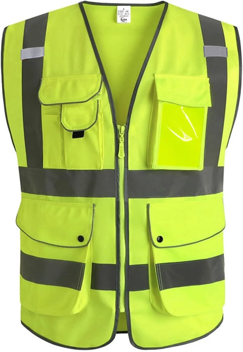 XIAKE 9 Pockets Class 2 High Visibility Reflective Safety Vest for Men Women Work Construction Vest